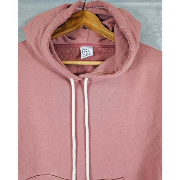 Nylora Carson Womens Medium Cropped Hoodie Pink Oversized Boxy Side Slit - Picture 3 of 8